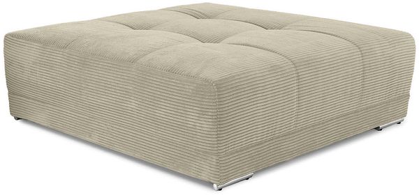 Polsterhocker XXL für Big-Sofa 120x120, Federkern Polstersitz in Cord Beige Grau