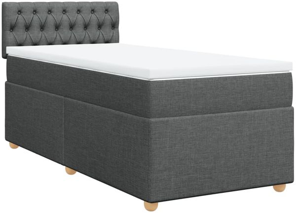 vidaXL Boxspringbett mit Matratze Dunkelgrau 80x200 cm Stoff 3288815 Bild 3