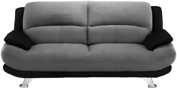 Sofa 3-Sitzer Microfaser MUSKO - Grau-Schwarz