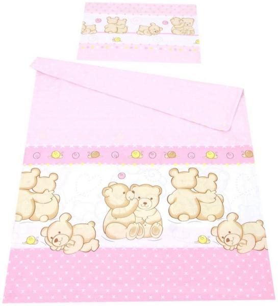 BABYLUX Kinderbettwäsche 2 Tlg. 90 x 120cm Bettwäsche Bettset Babybettwäsche (64. Teddybären Rosa)