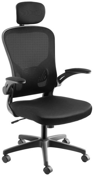 tectake Drehstuhl Bürostuhl (1er Set, 1 St), ergonomische Form,verstellbarer Lordosenstütze & Kopfstütze