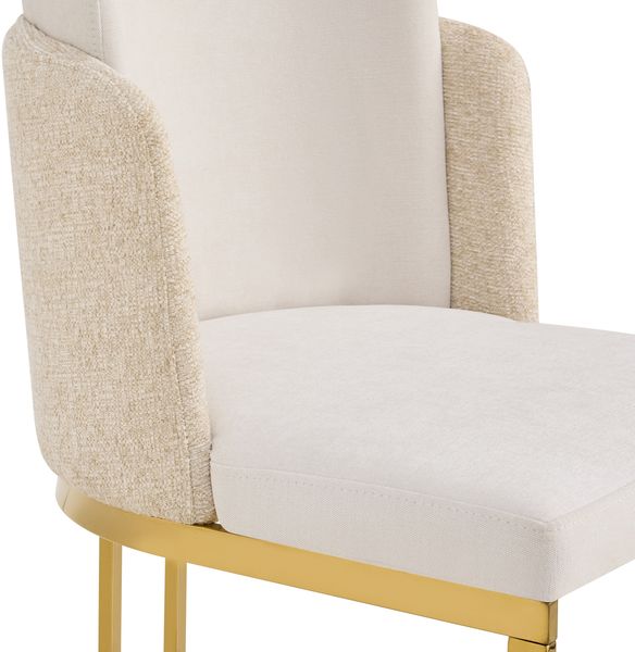 Merax Esszimmerstühle, (Set, 2 St), 2er Set Polsterstühle bequem und atmungsaktiv, goldfarben galvanisierte Stuhlbeine, Chenille-Stoff, Beige + Gold Bild 10