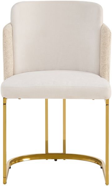 Merax Esszimmerstühle, (Set, 2 St), 2er Set Polsterstühle bequem und atmungsaktiv, goldfarben galvanisierte Stuhlbeine, Chenille-Stoff, Beige + Gold Bild 7