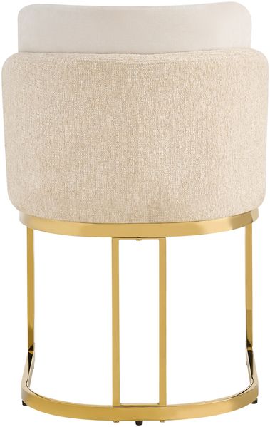 Merax Esszimmerstühle, (Set, 2 St), 2er Set Polsterstühle bequem und atmungsaktiv, goldfarben galvanisierte Stuhlbeine, Chenille-Stoff, Beige + Gold Bild 9
