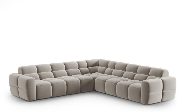 Micadoni Symmetrisches Ecksofa Lisa 5-Sitzer Samtstoff Casino Helles Beige