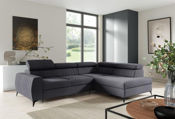 Ecksofa Schlafsofa Sofa TORONTO Stoff Element Graphit Ottomane Rechts