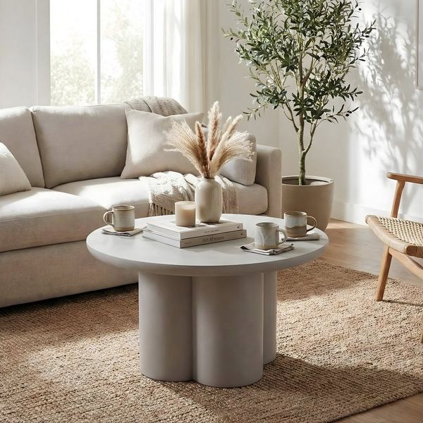 yourhouse24 Couchtisch MIU, Organisch & Modern, Mikrozement Grau (1 Tisch), Echte Mikrozement-Oberfläche in Betonoptik