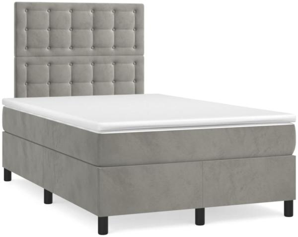 vidaXL Boxspringbett mit Matratze & LED Hellgrau 120x190 cm Samt 3270335