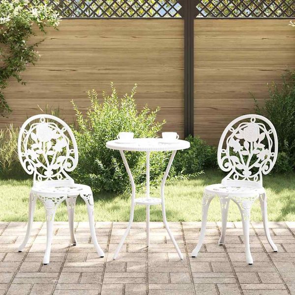vidaXL Garten Bistro Set 3 pcs Weiß Aluminium 42002388