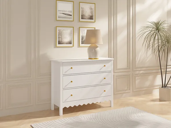 Vente-unique - ILIZANA Kommode Holz, Platte Weiß - B 40 cm x H 80 cm x L 100 cm