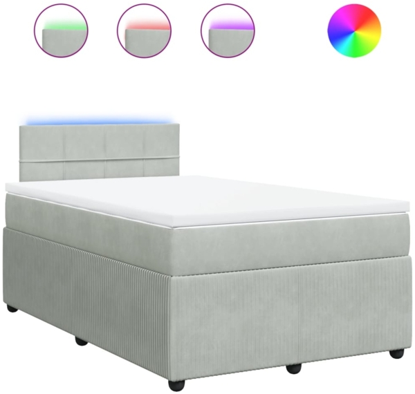 vidaXL Boxspringbett mit Matratze Hellgrau 120x200 cm Samt 3290010