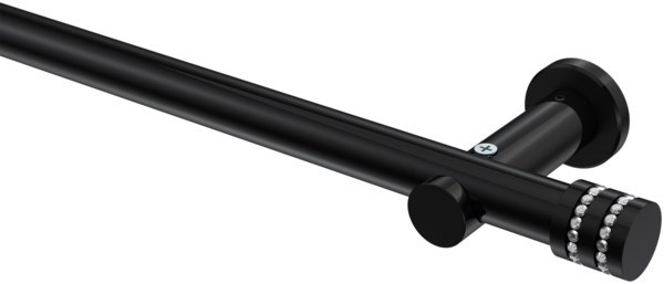 Gardinenstangen-Set Platon Estana 180 cm, 1-läufig (ohne Ringe), 20 mm Ø Schwarz