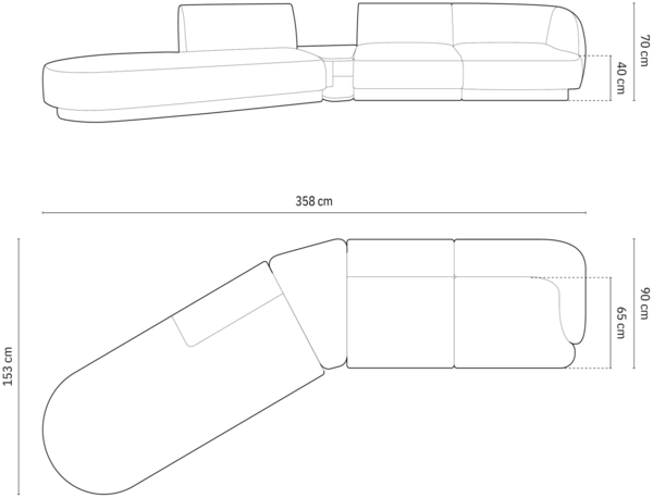 Micadoni Modulares Sofa Miley 4-Sitzer mit 1 Armlehne Links Chenille Eden Silber Bild 6