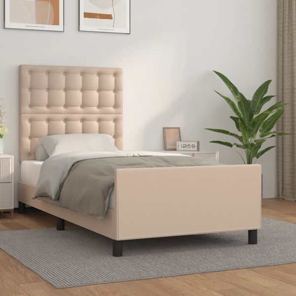 vidaXL Bettgestell mit Kopfteil Cappuccino-Braun 90x190 cm Kunstleder 3125548
