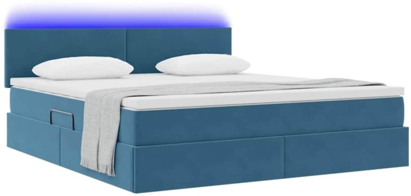 vidaXL Bett mit LED-Lichtleisten Dunkelblau 180 x 200 cm Samt 3371353 Bild 2