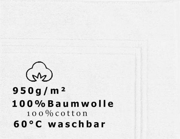Betz Duschmatte Badvorleger Luxus XXL Badematte Badteppich Gold Qualität: 950g/m², beidseitig nutzbar, Baumwolle, rechteckig, Farbe weiß Bild 2