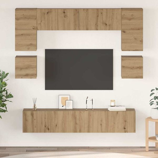 vidaXL TV-Schrankset Wandmontiert 8 pcs Artisan-Eiche Holzwerkstoff 3393335