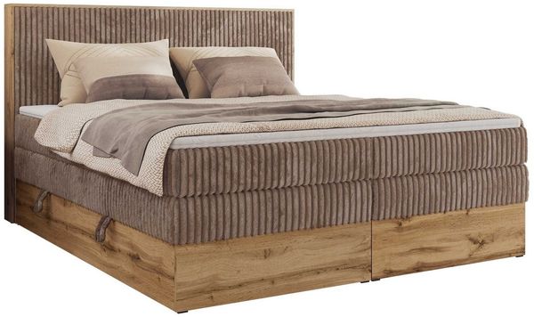 MKS MÖBEL Boxspringbett WOOD CLASSIC KING (Packung, Set, Topper T25/Visco, hohe Kopfteil, Multipocket-Matratze), Polsterbett, zwei Bettkästen, Möbelplattenelementen Bild 2