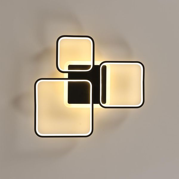 Comely LED Deckenleuchte Dimmbar Quadrat, 57cm 45W Schwarz Moderne LED deckenlampe mit Fernbedienung für Wohnzimmer Schlafzimmer, Dimmbar 3000K-6500K