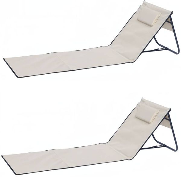Strandliege Strandmatte Matte Badematte Liege faltbar Tasche beige 2er Set