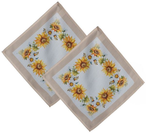 matches21 HOME & HOBBY Tischdecke Tischdeckchen 2er Pack 40x40 cm mit Motiv Sonnenblumen & Blätter (1-tlg), Tischdeko für Küche & Tisch