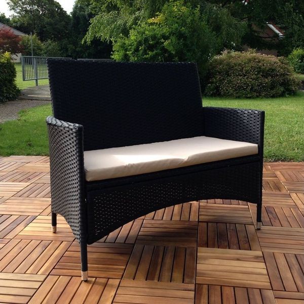 Melko Gartenbank Gartenbank Polyrattan Sitzpolster Rattanbank Bezug Outside Terrasse (Stück, Einzelartikel), Wasserabweisend