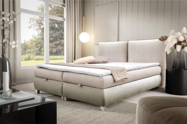 Boxspringbett Schlafzimmerbett VALENTIN 200x200cm Stoff Neve-Vega Beige