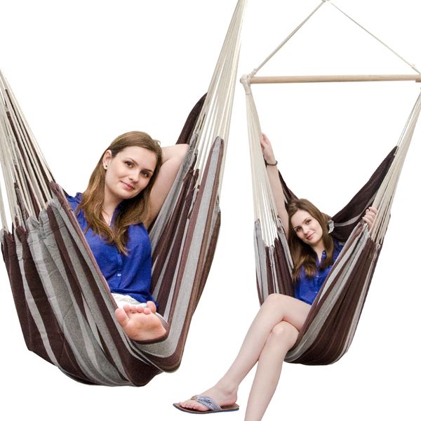 XXL Hängesessel Relaxsessel 185x130cm bis 150kg mit braunen Streifen Bild 4