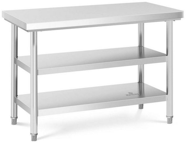 Royal Catering Arbeitstisch 120 x 60 cm Edelstahltisch 600 kg Edelstahl Zerlegetisch 3 Ebenen