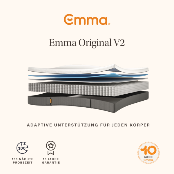 Emma 'Original v2' Taschenfederkernmatratze, 80x200 cm, 85 % Polyester / 15 % Polypropylen, Weiß Bild 3