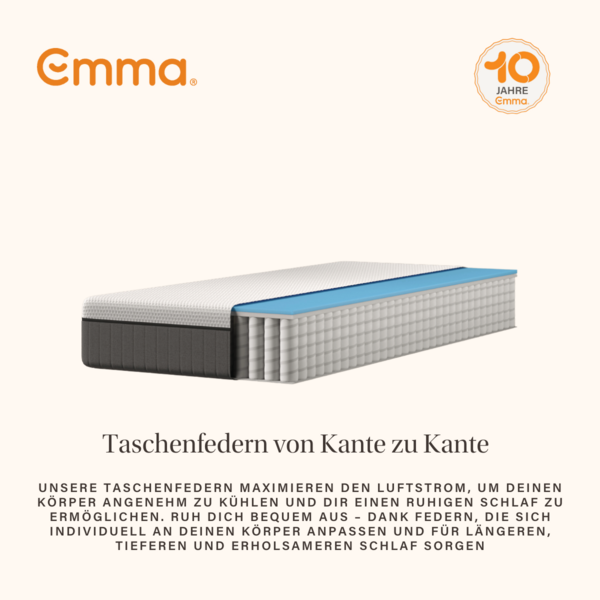Emma 'Original v2' Taschenfederkernmatratze, 80x200 cm, 85 % Polyester / 15 % Polypropylen, Weiß Bild 7