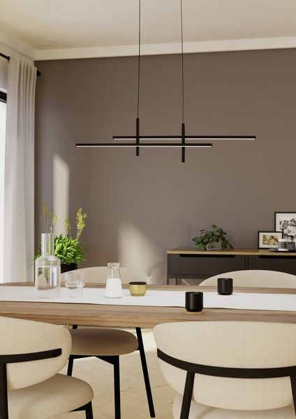 EGLO Hängeleuchte TREPILIANO Pendellampe - Alu, Stahl - LED - 20W - IP20, LED fest integriert, Warmweiß, Hängelampe, Deckenlampe, Wohnzimmer, Esszimmer, L110 x B7 x H120 cm