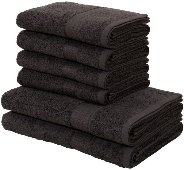 OTTO home Handtuch Set Juna, 6-tlg, 2 Duschtücher (70x140) 4 Handtücher (50x100), Walkfrottee (6-St), 100% Baumwolle, Handtuch-Set mit Bordüre, Uni-Farben, weich