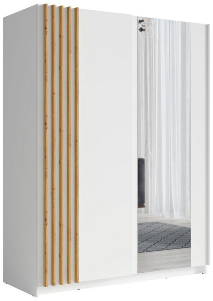 Schwebetürenschrank Bayadero Kleiderschrank mit Spiegel Ausführung weiß