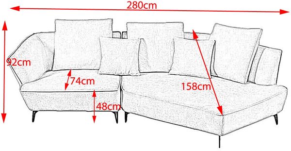 KAWOLA Sofa GARBO Designsofa Stoff schwarz rechts offen 92 x 158 x 280 cm Bild 10