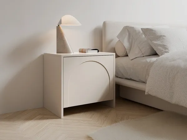 Vente-unique - NALYRA Bedside table Holz, Platte Beige - B 40 cm x H 50 cm x L 52 cm