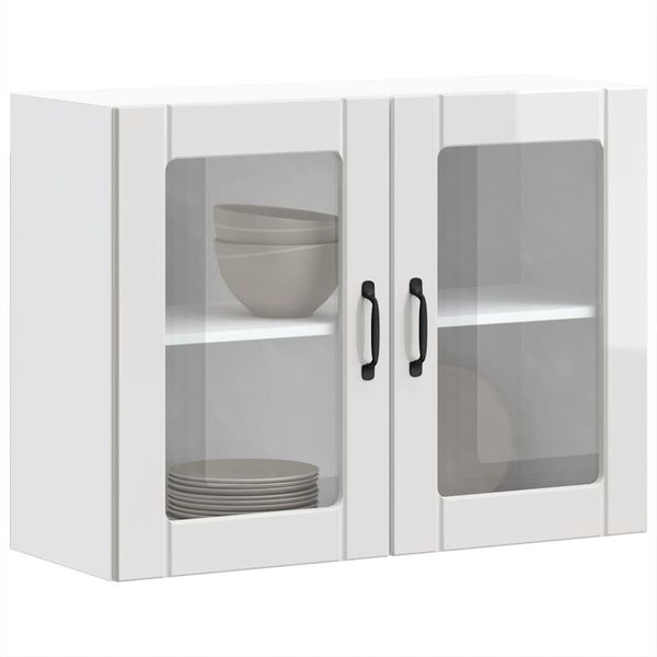 vidaXL Küchen-Hängeschrank mit Glastür Lucca Hochglanz-Weiß Holzwerkstoff 853849 Bild 5