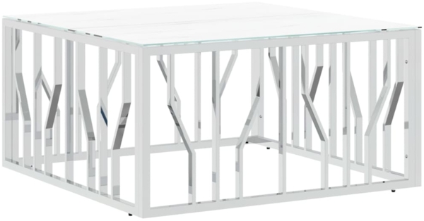 vidaXL Couchtisch Silbern 80x80x40 cm Edelstahl und Glas 350059