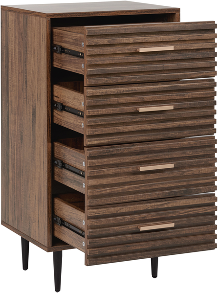 Kommode mit 4 Schubladen KEITH Holzwerkstoff 90 cm Dunkler Holzfarbton Bild 5