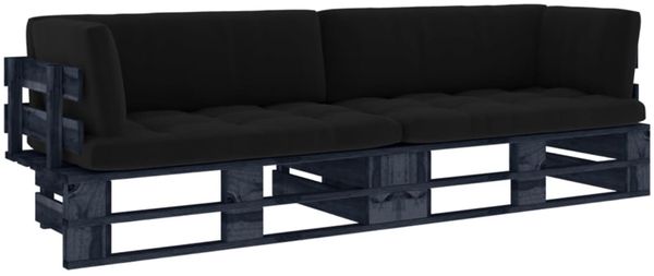 vidaXL 2-Sitzer-Palettensofa Schwarz Imprägniertes Kiefernholz 3066656