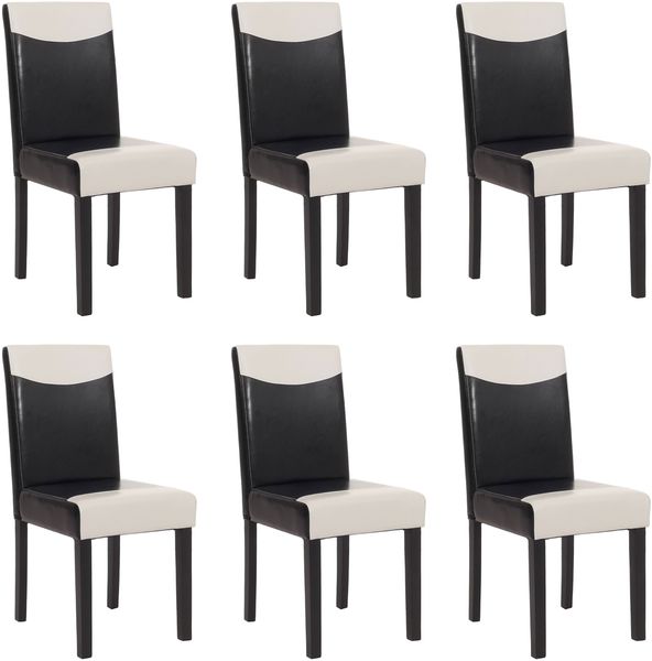 6er-Set Esszimmerstuhl Stuhl Küchenstuhl Littau ~ Kunstleder, schwarz-weiß, dunkle Beine Bild 8