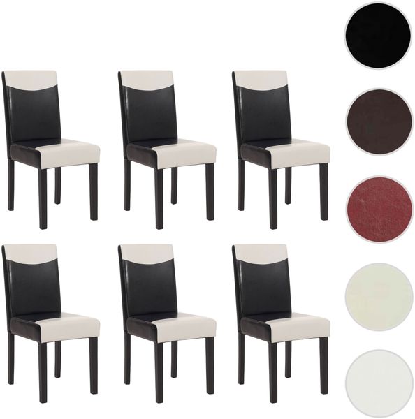 6er-Set Esszimmerstuhl Stuhl Küchenstuhl Littau ~ Kunstleder, schwarz-weiß, dunkle Beine Bild 9