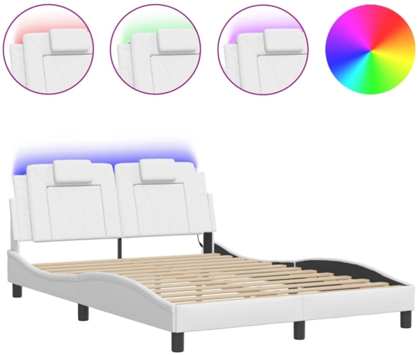 vidaXL Bettgestell "Viana" mit LED ohne Matratze Weiß 140x190 cm 3214016