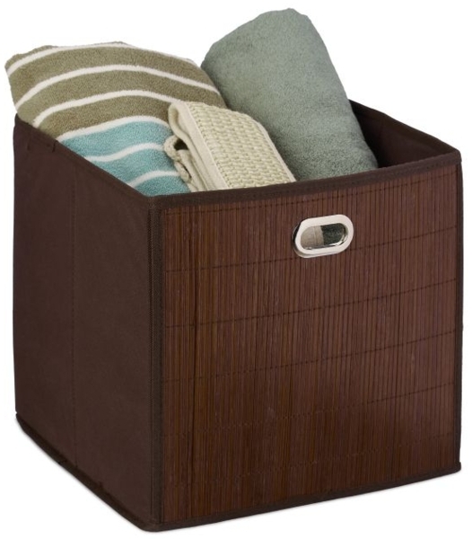 4 x Aufbewahrungskorb Bambus hoch braun