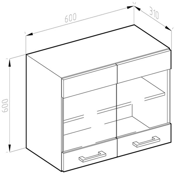 Hängeschrank R-Line Sonoma 60 cm mit Glastüren Vicco Bild 3