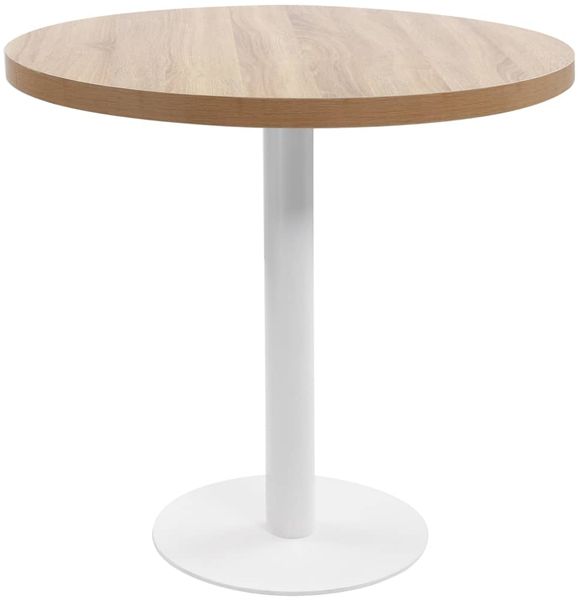 Bistrotisch FLORI rund Hellbraun/Weiß 80 cm MDF | Esstisch kleiner Tisch Cafe Gartentisch Balkontisch Outdoortisch