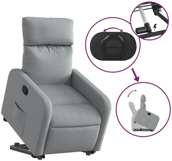 vidaXL Relaxsessel mit Aufstehhilfe Hellgrau Stoff 3206699 Bild 6