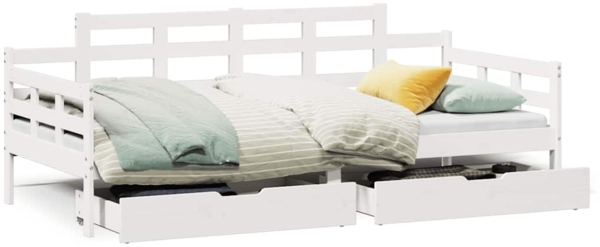 vidaXL Tagesbett mit Schubladen Weiß 80x200 cm Kiefernholz 3302123