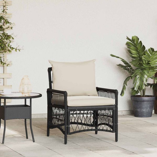vidaXL Gartenstuhl mit Kissen Schwarz 73 x 61 x 77 cm Poly-Rattan 42006217