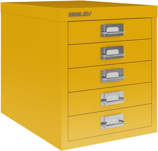 Bisley MultiDrawer™, 12er Serie, 5 Schubladen à H 51 mm, DIN A4, Farbe: sunflower